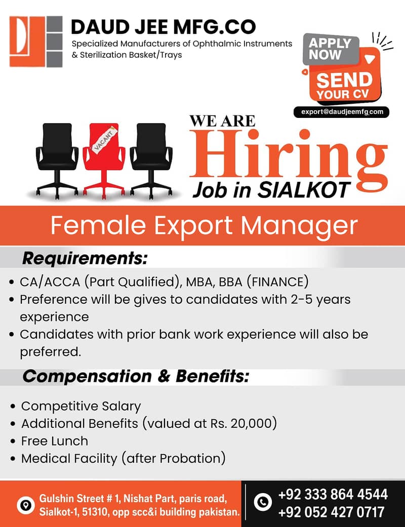 Female Export Manager || Female Jobs || Manager Job || Urgent Hiring

                                                            alt=