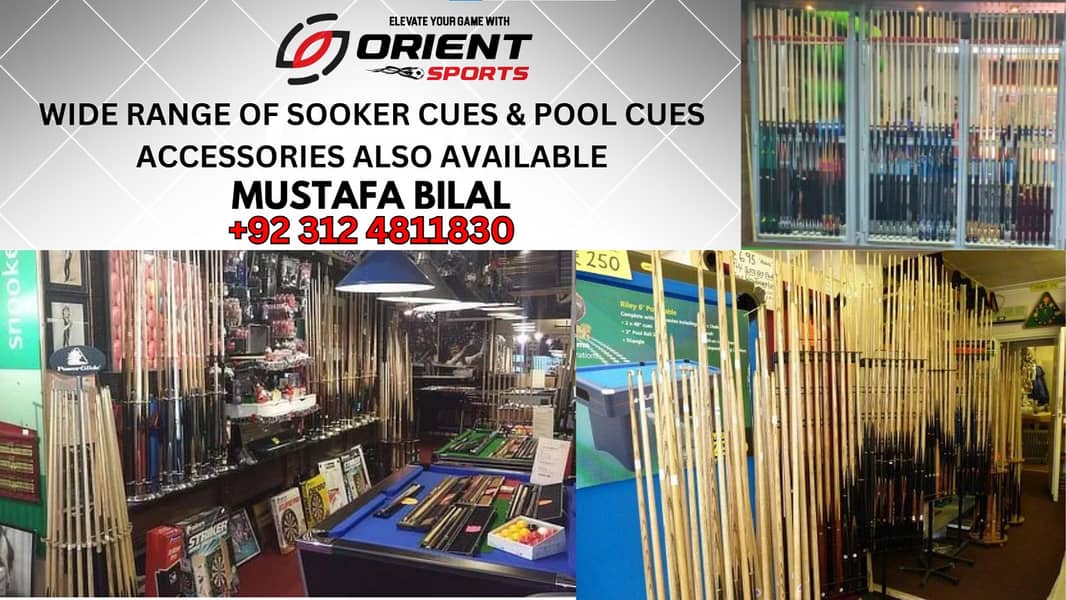 Snooker cue\STICK\BALLS\TABLES\POOL\BILLIARDs\ORIENT SPORTS\wapda town

                                                            alt=