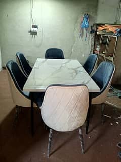 6 seater dining table/UV top table/metal steel chair/luxury dining set

                                                            alt=