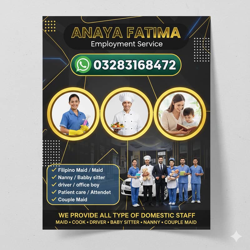 Maids / House Maids / Chef / House Cook / Baby Sitter maid available

                                                            alt=