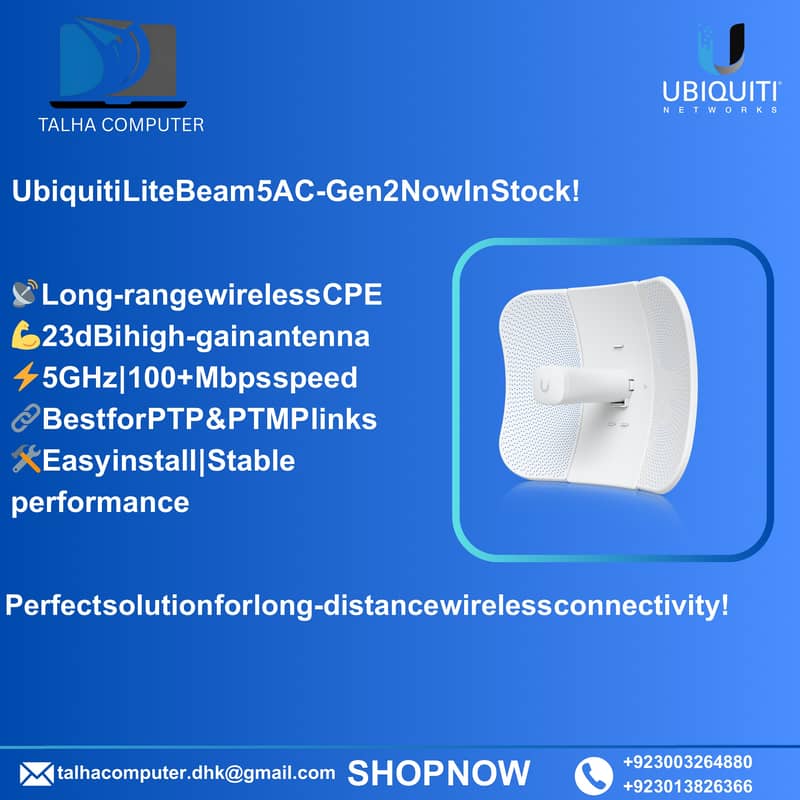 Ubiquiti PowerBeam PBE-5AC-Gen2 | 25dBi | 5GHz | Long Range Wireless

                                                            alt=