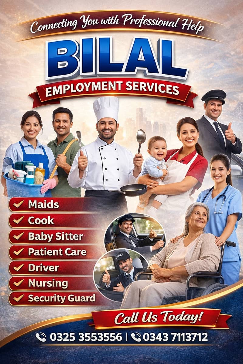 Maids / House Maids / cook / Nanny , chef / Baby Sitter maid available

                                                            alt=