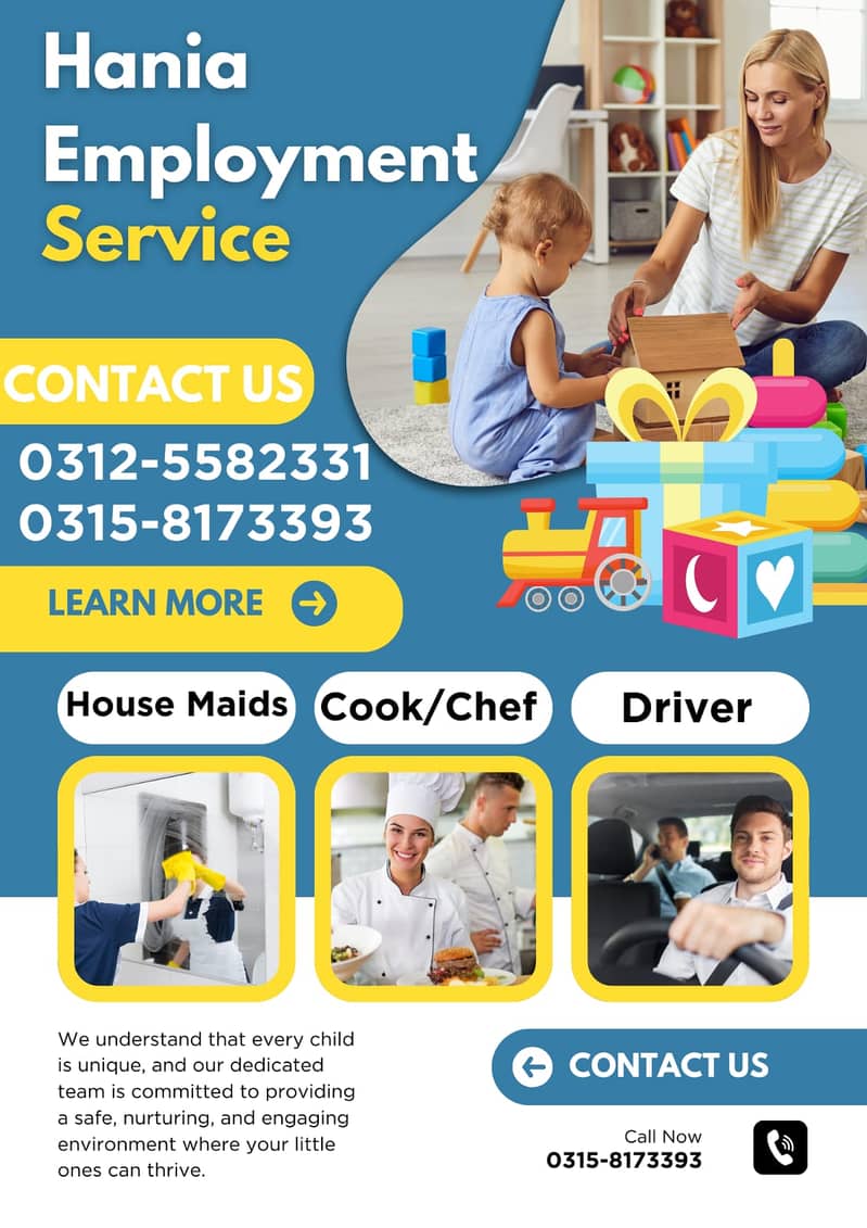 House Maids , Babysitter , Patient Care , Nurse , Driver, Maid , Cook