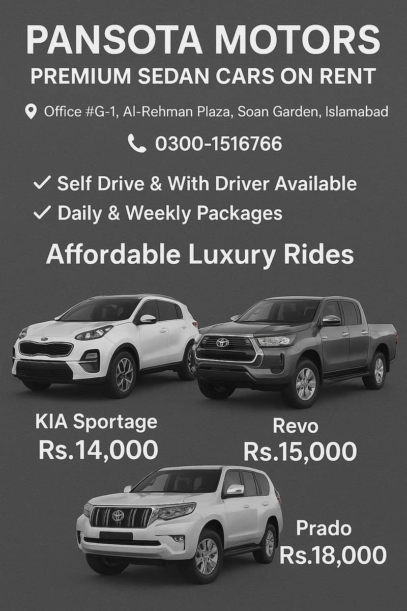Rent A Car/Car Rental/Alto/Wagon r/Self Drive/Gli/Cultus/Collora/BRV

                                                            alt=