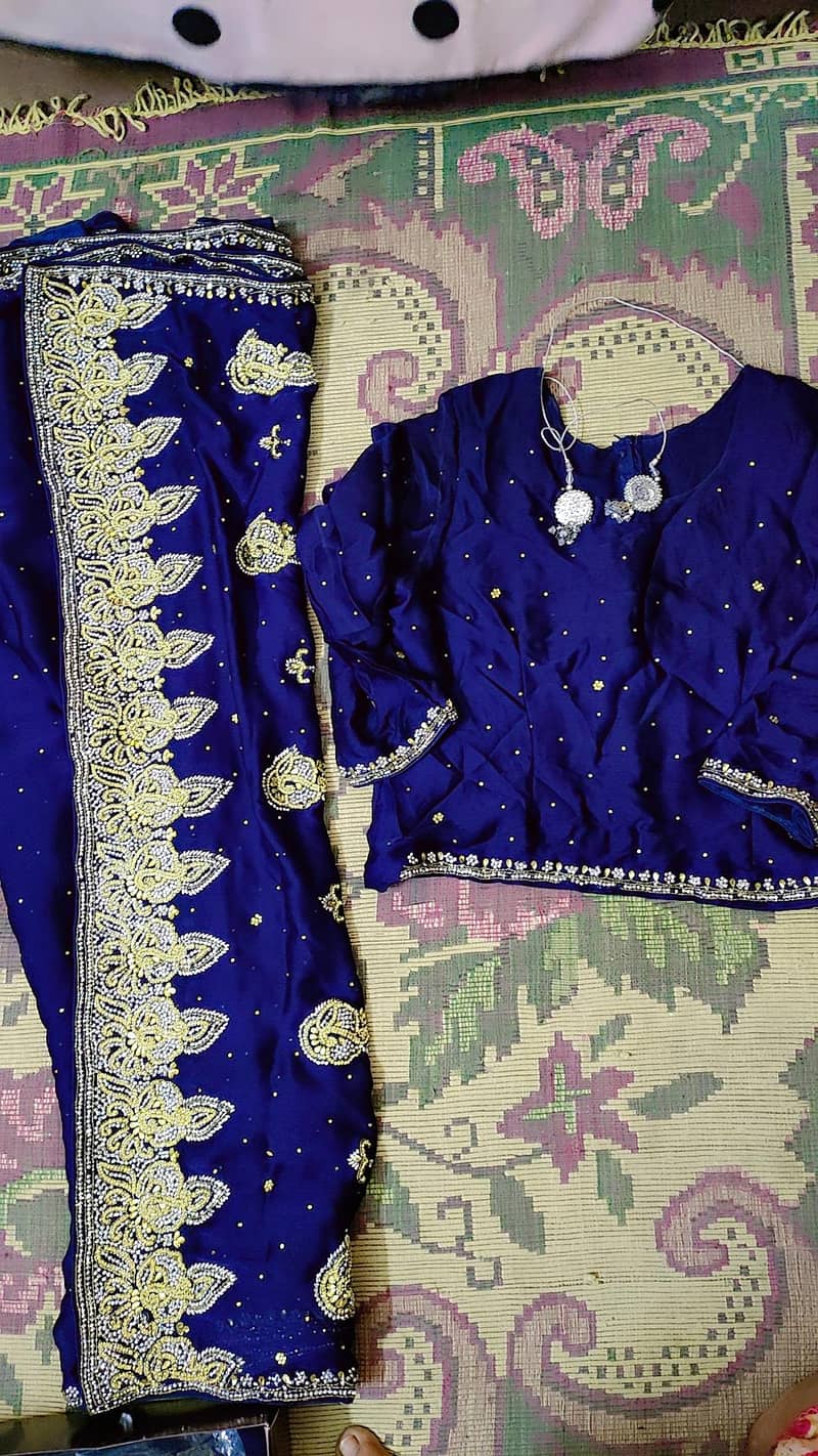 Silk saree blue colour hand work

                                                            alt=