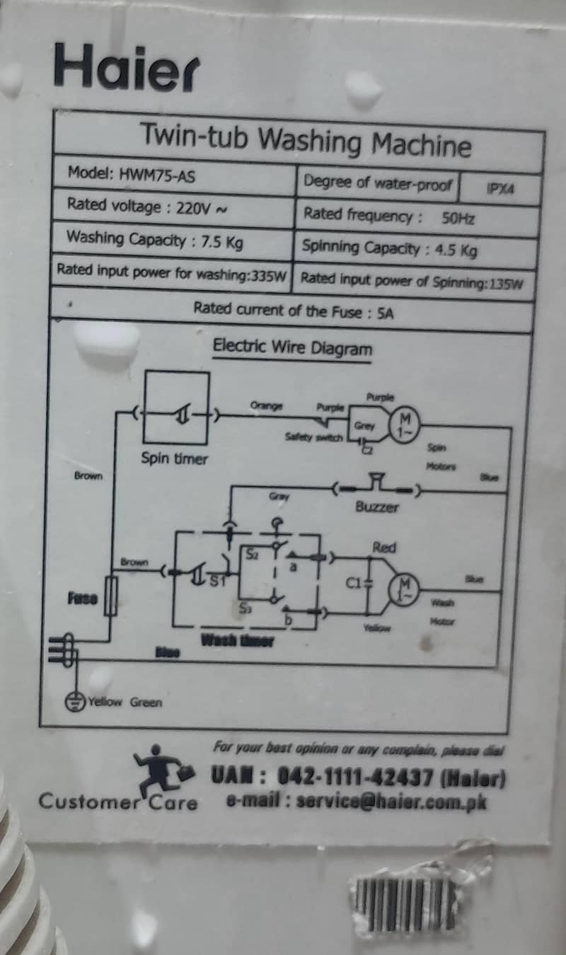 Haier Washing machine  Model HWM75-AS 03390990373

                                                            alt=