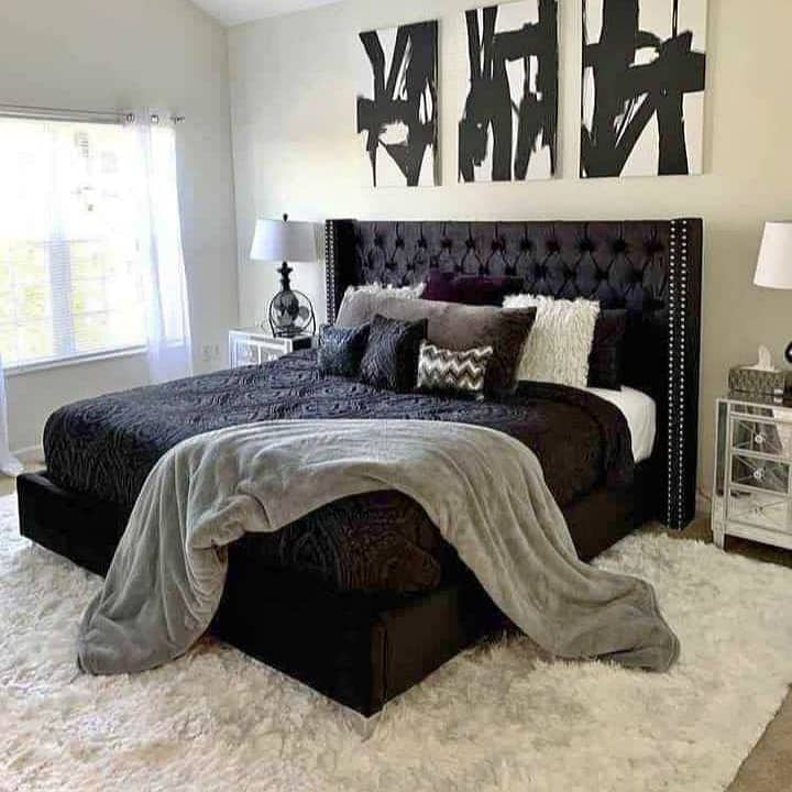 wooden bed/poshish bedset/king size bed/bed with side table/Furniture

                                                            alt=