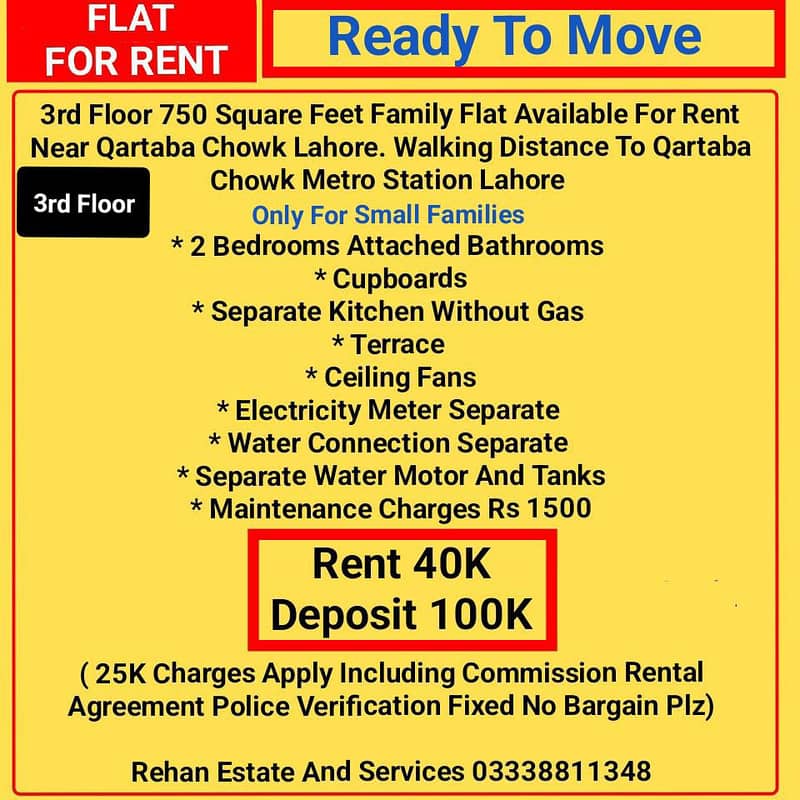 3rd Floor Family Flat For Rent Near Qartaba Chowk Metro Station

                                                            alt=