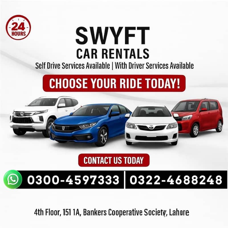 Self Rent A Car, Civic, Corolla, Wagon R, City Daily, Weekly & Monthly

                                                            alt=