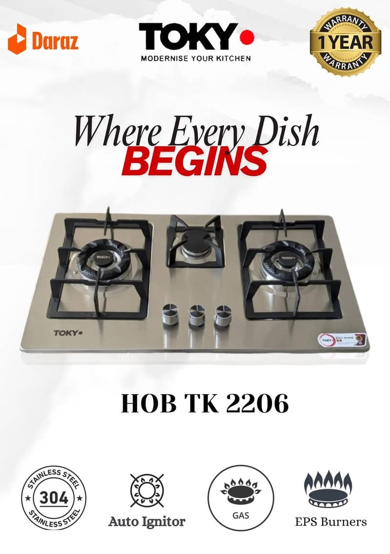 Tokyo Hob Steel Eps Black Burner Auto Ignition Stove Model 2025 Series