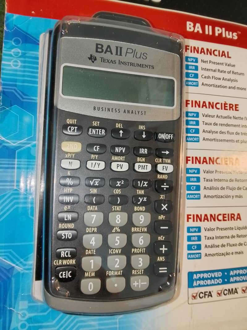 BA2 PLUS FINANCIAL CALCULATOR CFA TEXAS INSTRUMENTS

                                                            alt=