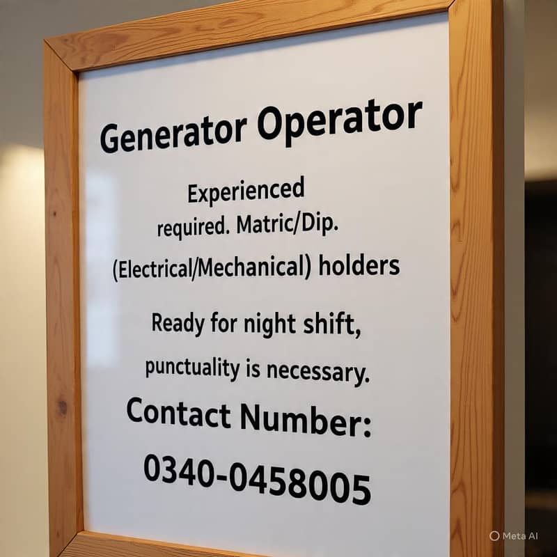 *Generator Operator Required*  *Generator Operator Wanted*

                                                            alt=