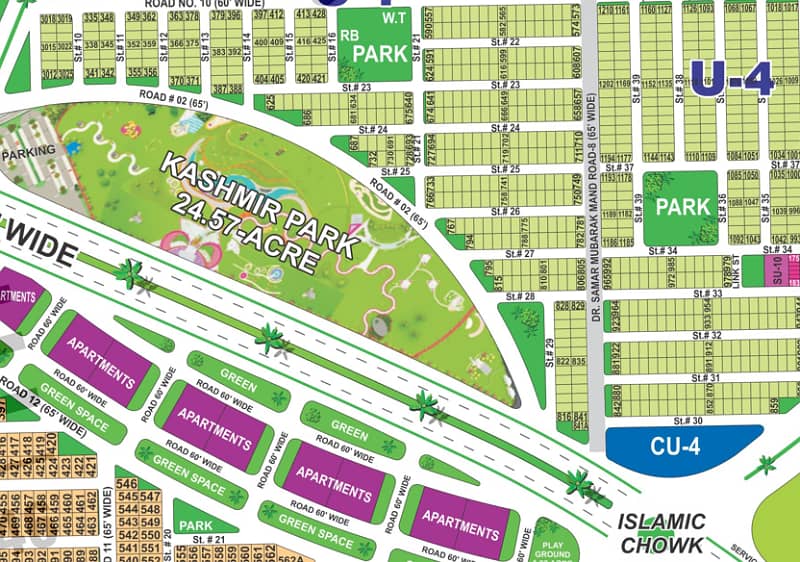 10 Marla Hot Location Plot in U Sector | Plot #. . . . | back to big Park & Main Road