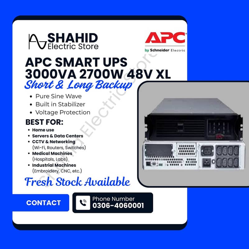 APC Smart UPS 3KVA 2700W 48V XL

                                                            alt=