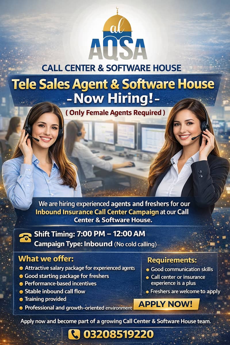 Tele Sales Agnet  & Software House | Sales Jobs | Urgent Hiring Female

                                                            alt=