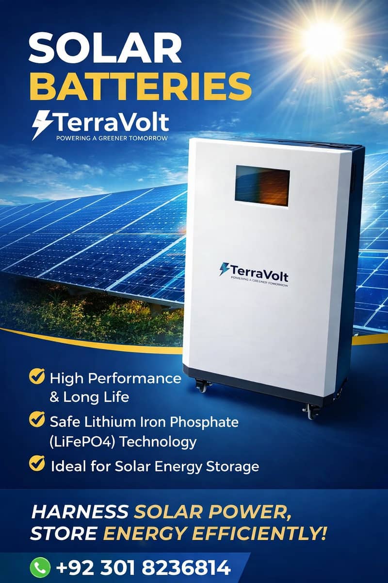 TerraVolt Lithium Iron Phosphate (LiFePO4) Solar Battery

                                                            alt=