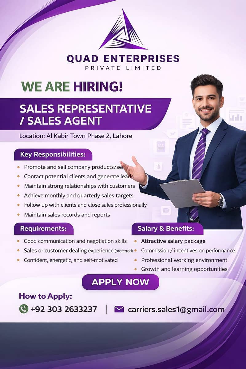 Sales Representative | Sales Agent | CSR | Job in Lahore

                                                            alt=