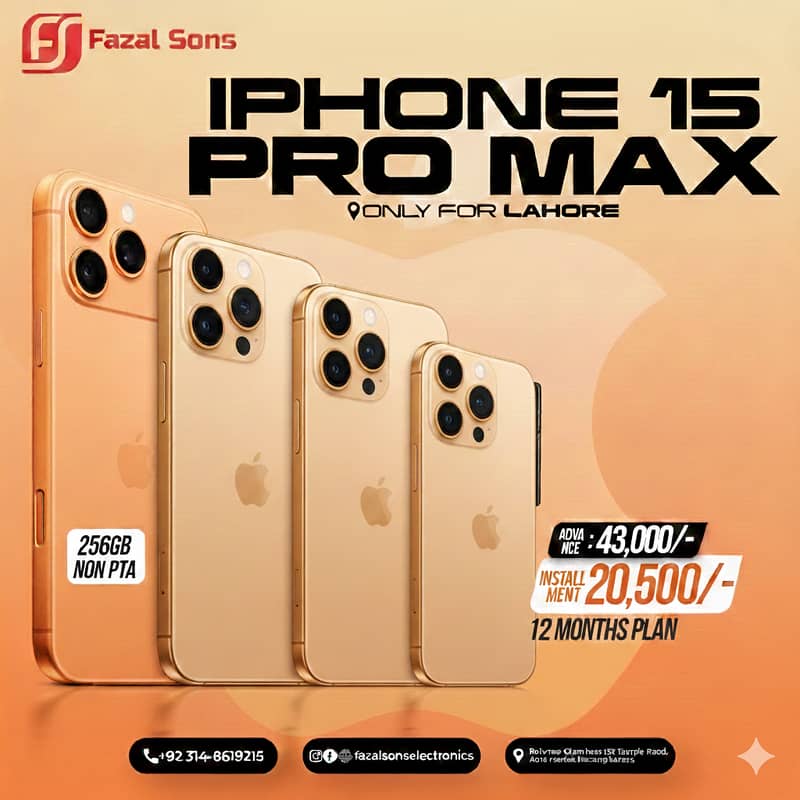 iPhone 15 Pro Max (256GB) Non PTA Available On Easy Installment Plan

                                                            alt=
