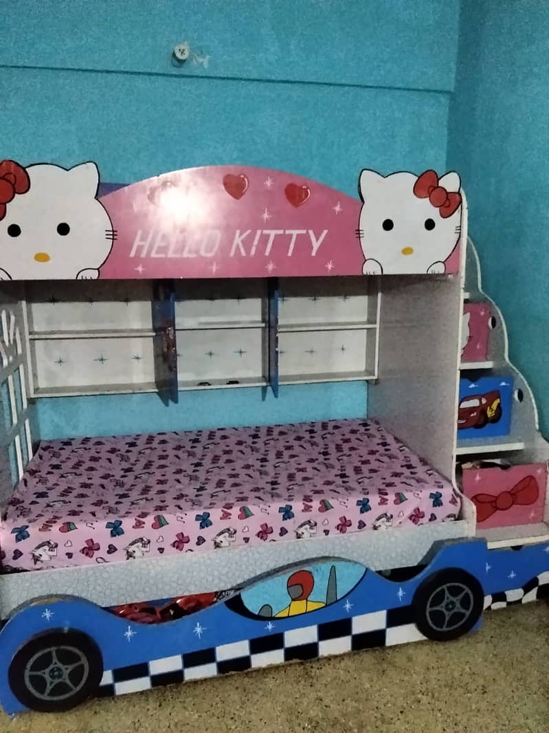 Bunk bed with 2 mattress | Kid wooden bunker bed | Baby |Double|Triple

                                                            alt=