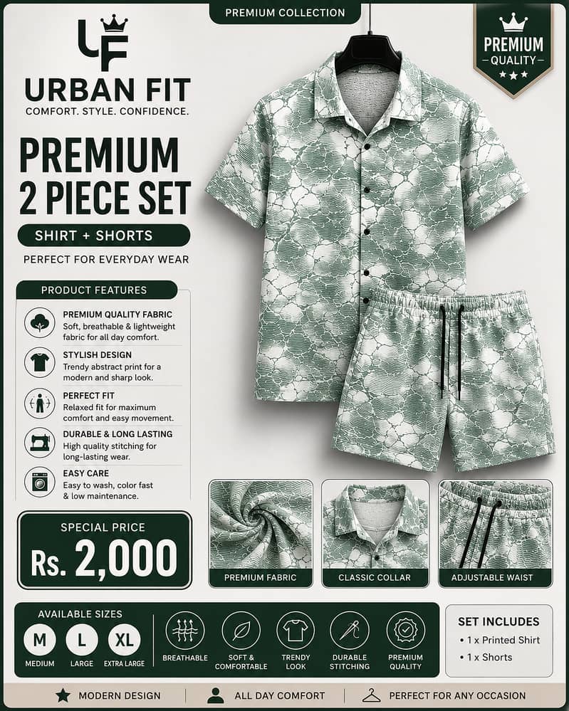 Premium Men's 2 Piece Shirt & Shorts Set | Summer Casual Outfit | Siz

                                                            alt=