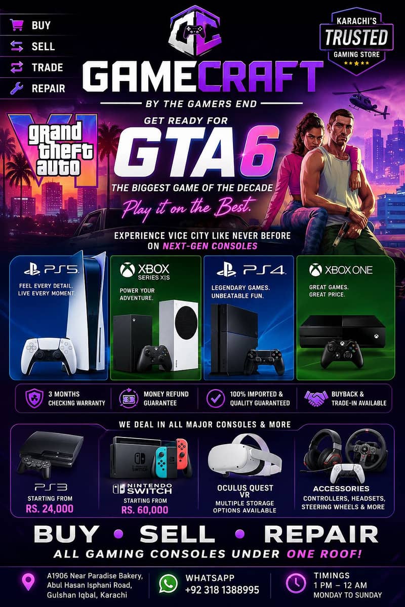 Buy, Sell & Repair PS5, PS4, Xbox & GTA 6 Consoles

                                                            alt=