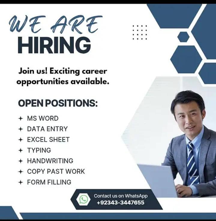 Simple typing job ms word excel home base working for males & female

                                                            alt=