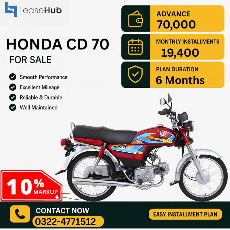 Honda CD 70 2026 Bike On Easy Installment Only Lahore

                                                            alt=