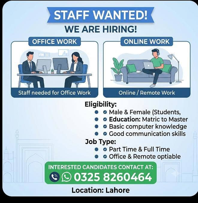 Office & Online Work Jobs Available – Male/Female

                                                            alt=