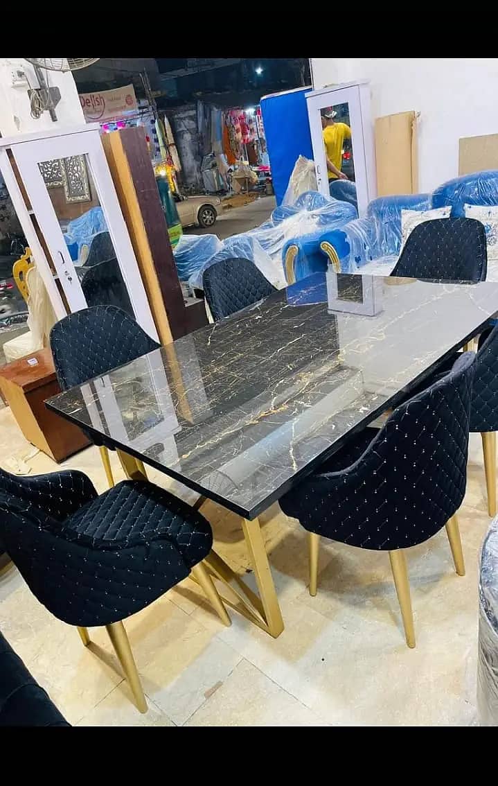 6 seater dining table/UV top table/restaurant dining set/cafe chairs

                                                            alt=