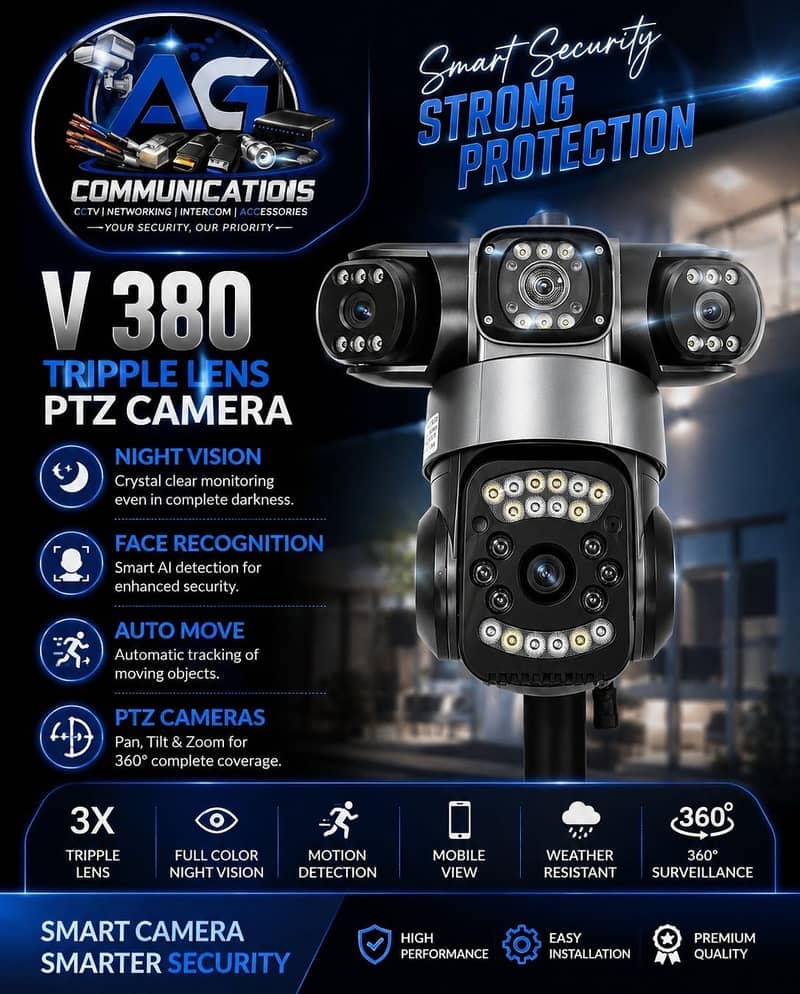 V380 Pro Triple Lens PTZ WiFi Camera / Night Vision / Auto Tracking

                                                            alt=