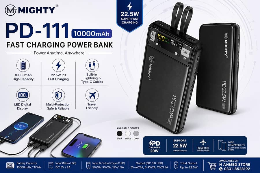 Mighty Power Bank 10000mAh Pd-111 with 6 month warranty

                                                            alt=