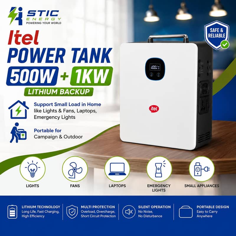 Itel Power Tank 500W + 1KW Lithium Backup |

                                                            alt=