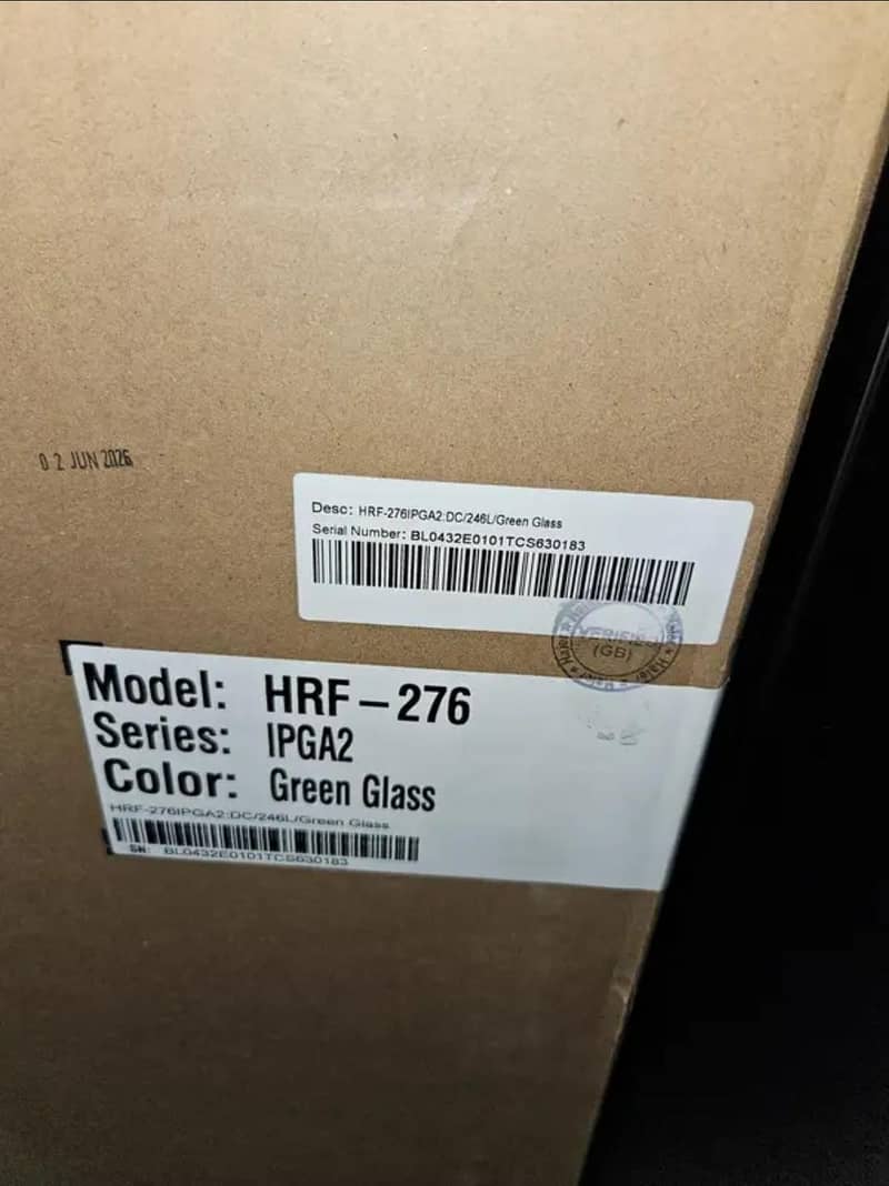 Haier HRF-276 IPGA2 GREEN GLASS INVERTER REFRIGERATOR  "NEW""

                                                            alt=